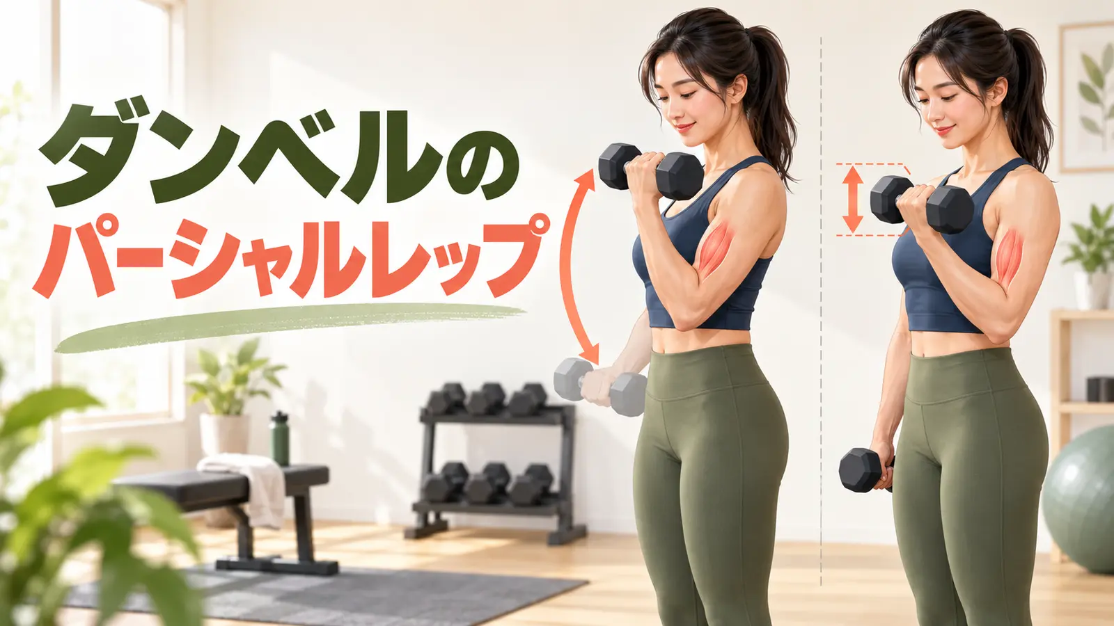 ダンベルのパーシャルレップとは?部分反復の使い方と注意点を解説するアイキャッチ