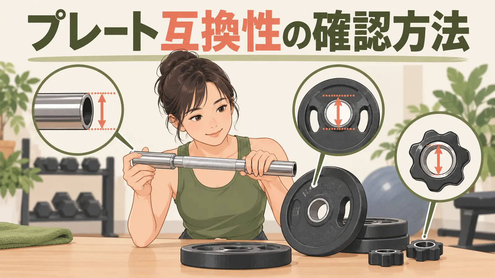 ダンベルプレートの互換性の選び方を解説するアイキャッチ