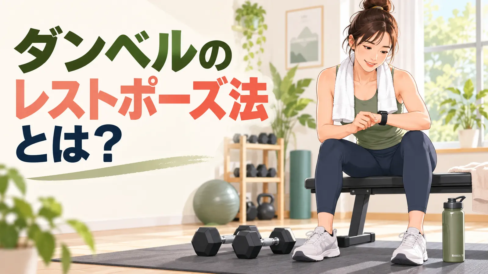 ダンベルのレストポーズ法とは?休憩時間・回数と安全なやり方を解説するアイキャッチ