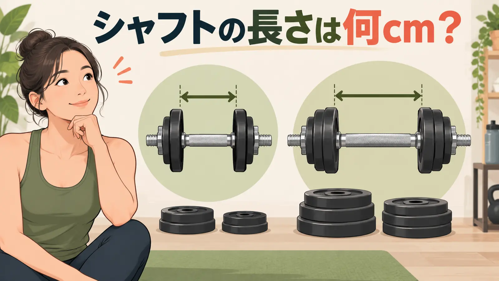 ダンベルシャフトの長さの選び方を解説するアイキャッチ