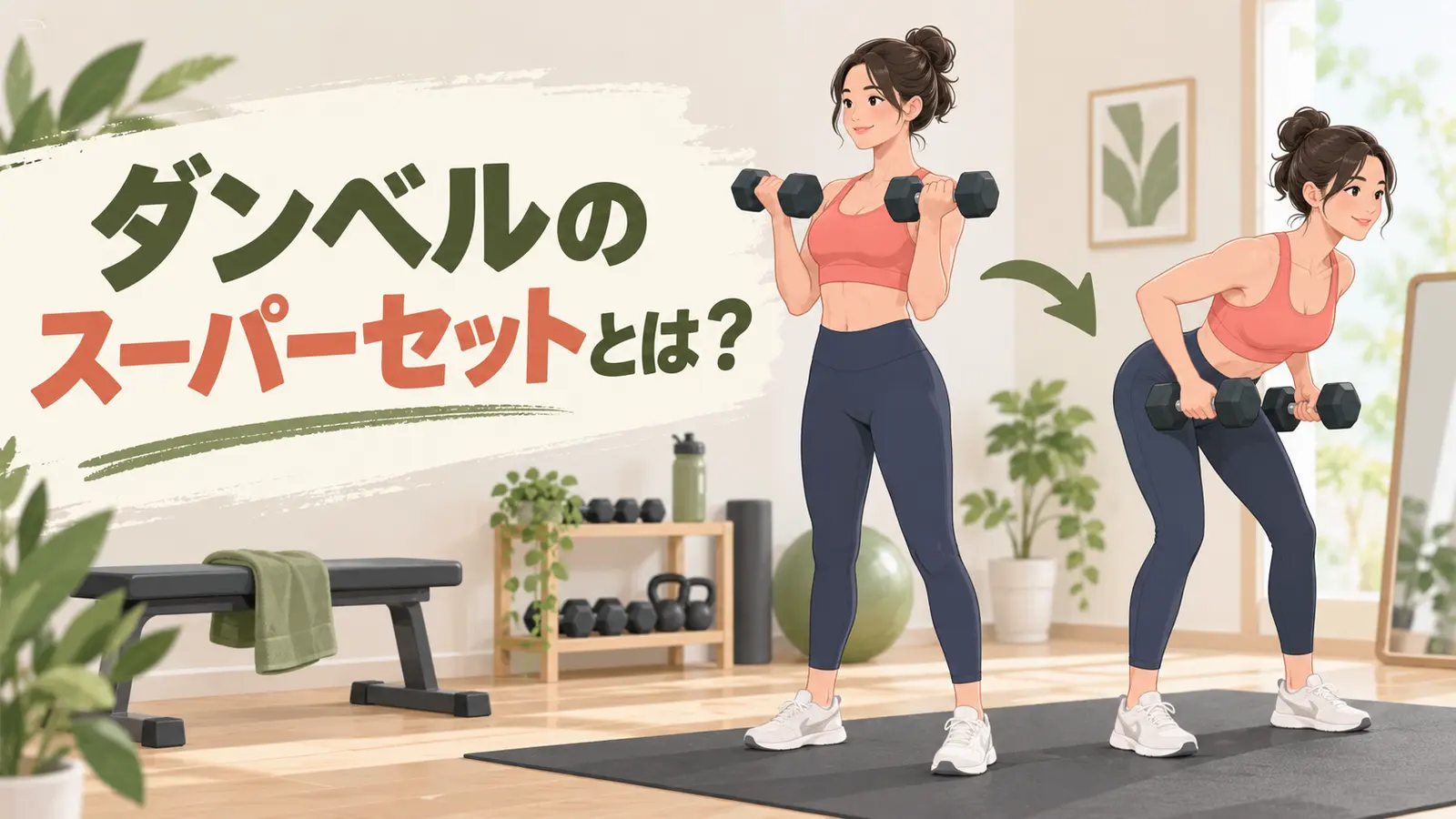 ダンベルのスーパーセットを行う様子
