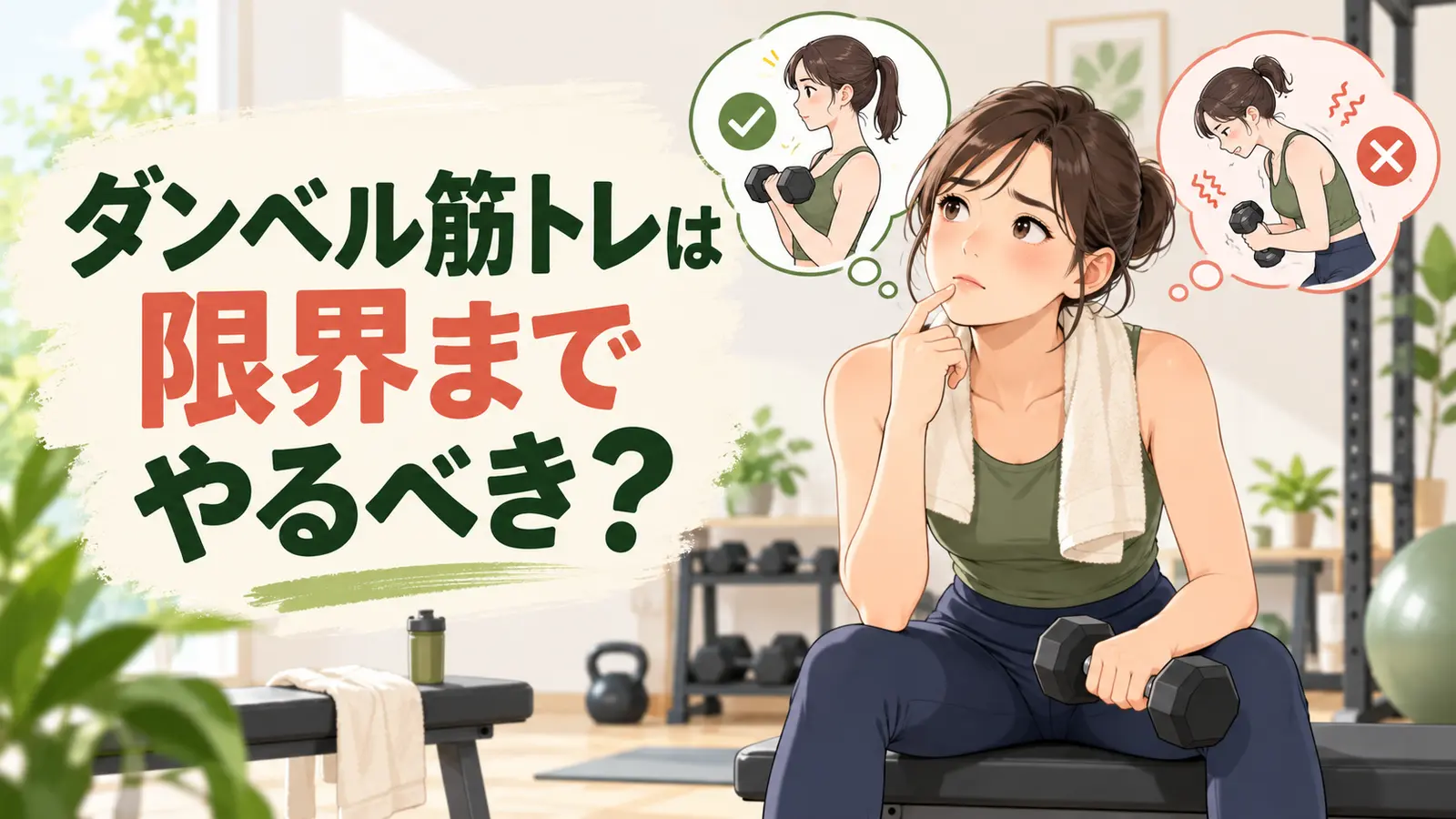 ダンベル筋トレは限界までやるべき？追い込み方と中止の目安を解説するアイキャッチ
