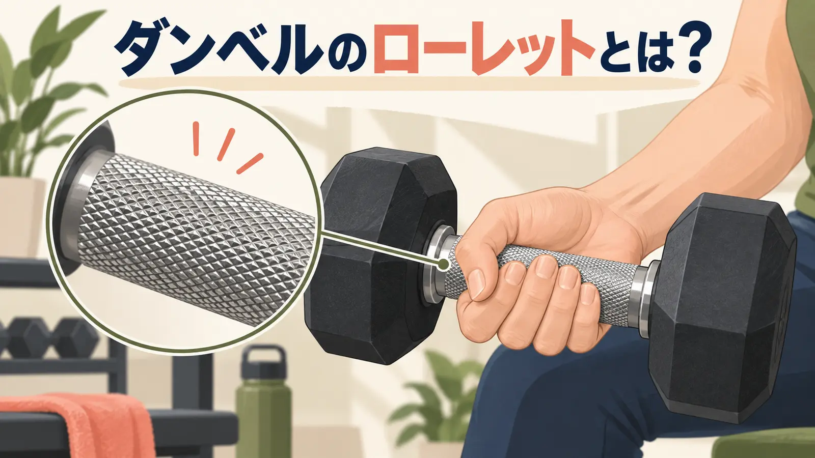 ダンベルの重量表示の安全な使い方を示す解説イラスト