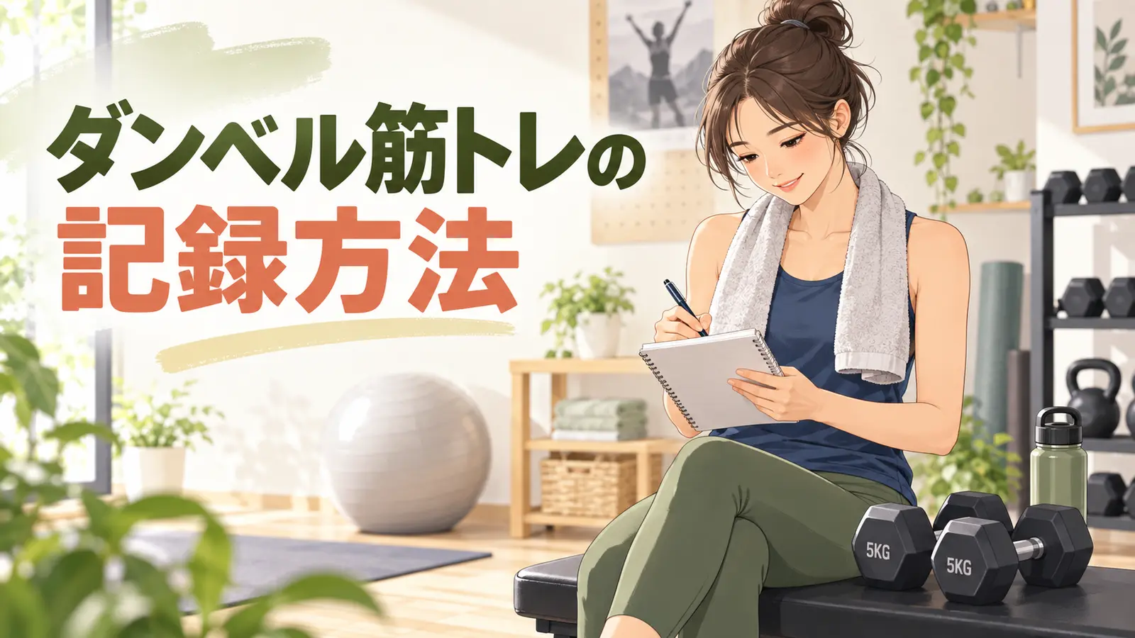 ダンベル筋トレの記録方法|重量・回数・余力を残す簡単ノートを解説するアイキャッチ