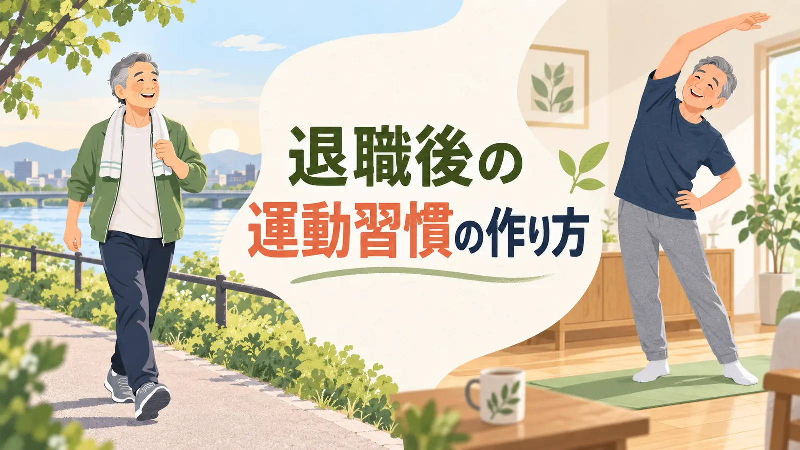 中高年の運動習慣に役立つ運動手順のイラスト