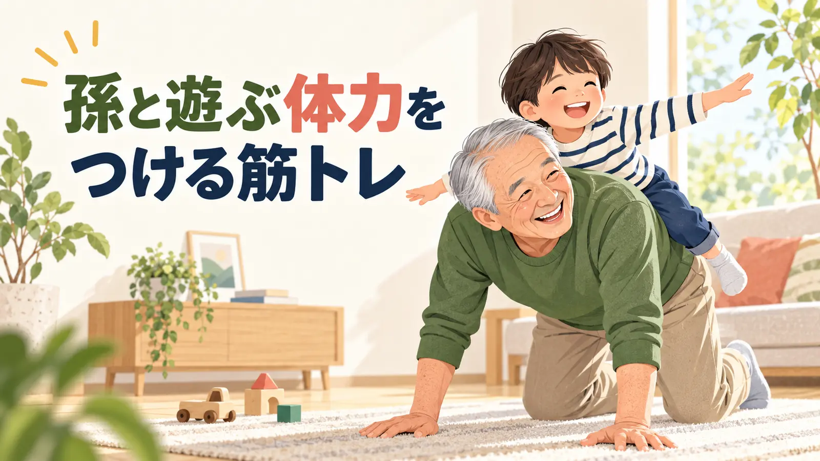 孫と遊ぶ体力づくりの要点を紹介するアイキャッチ画像