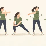 フロアボール前のウォームアップを紹介するイラスト