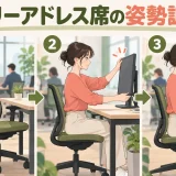 フリーアドレス席の姿勢調整｜着席後3分で椅子・画面・入力位置を合わせる方法