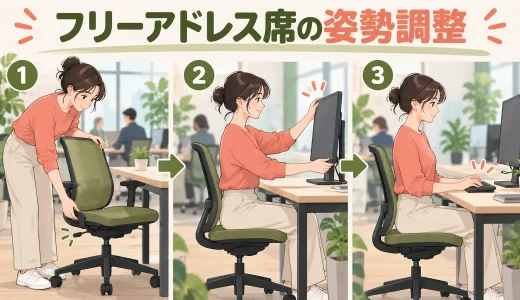 フリーアドレス席の姿勢調整｜着席後3分で椅子・画面・入力位置を合わせる方法