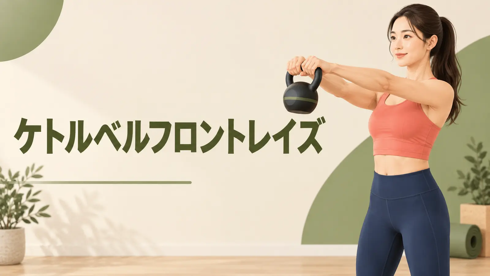 ケトルベルフロントレイズのフォームを示すアイキャッチイラスト