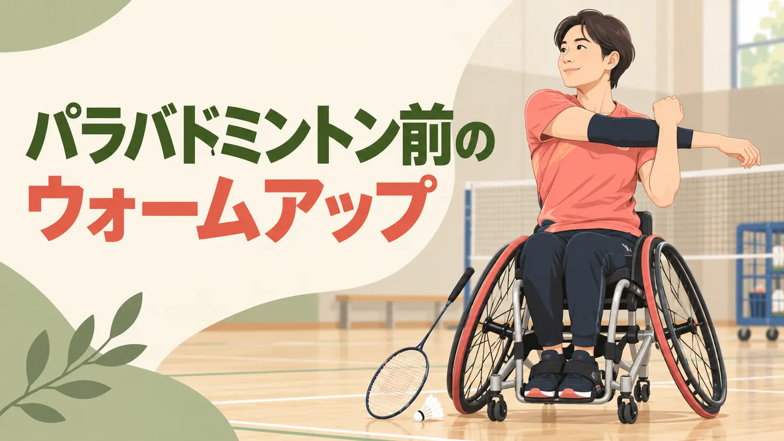 ゴールボール前のウォームアップ ゴールボール前のウォームアップを紹介するイラスト