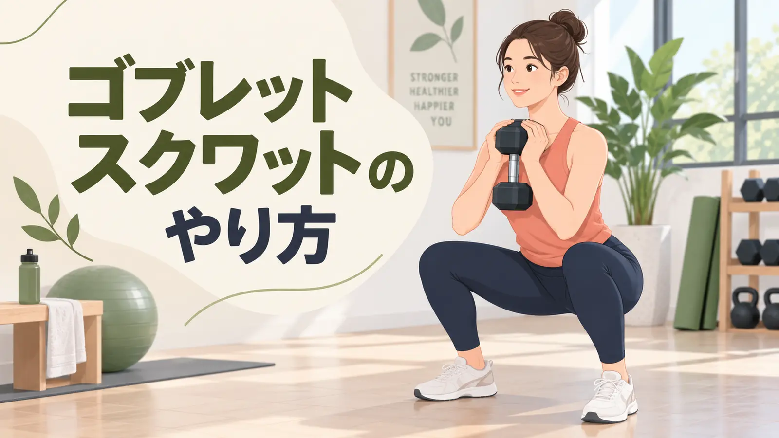 ゴブレットスクワットのやり方を示すアイキャッチ