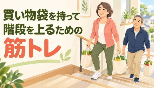 買い物袋を持って階段を上るための筋トレ｜中高年の脚力・握力・安全対策