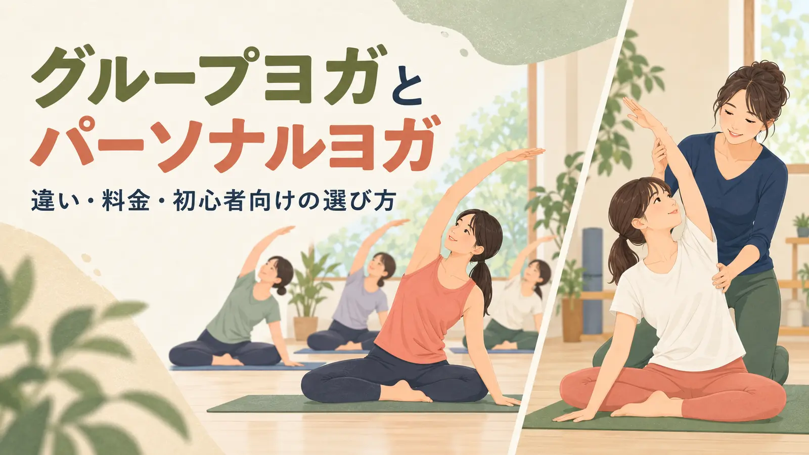 グループ指導と個別指導を比較するイラスト