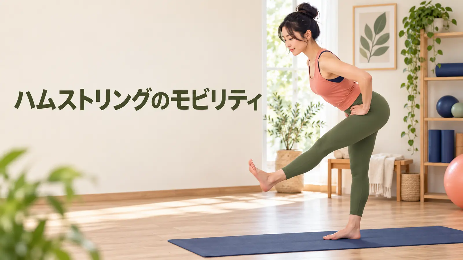 腰を丸めずハムストリングを動かす様子