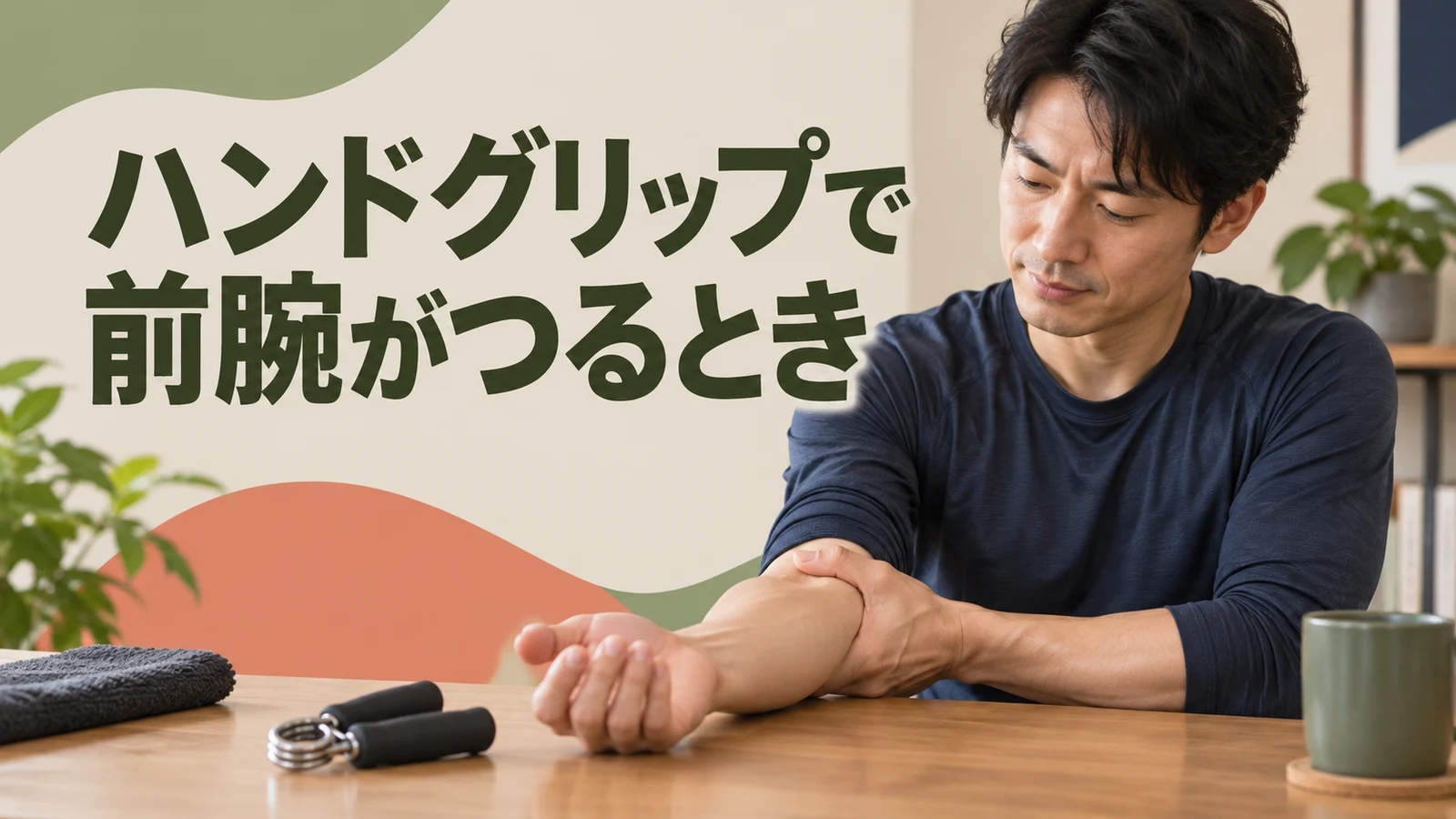 ハンドグリップで前腕がつるときのイメージ