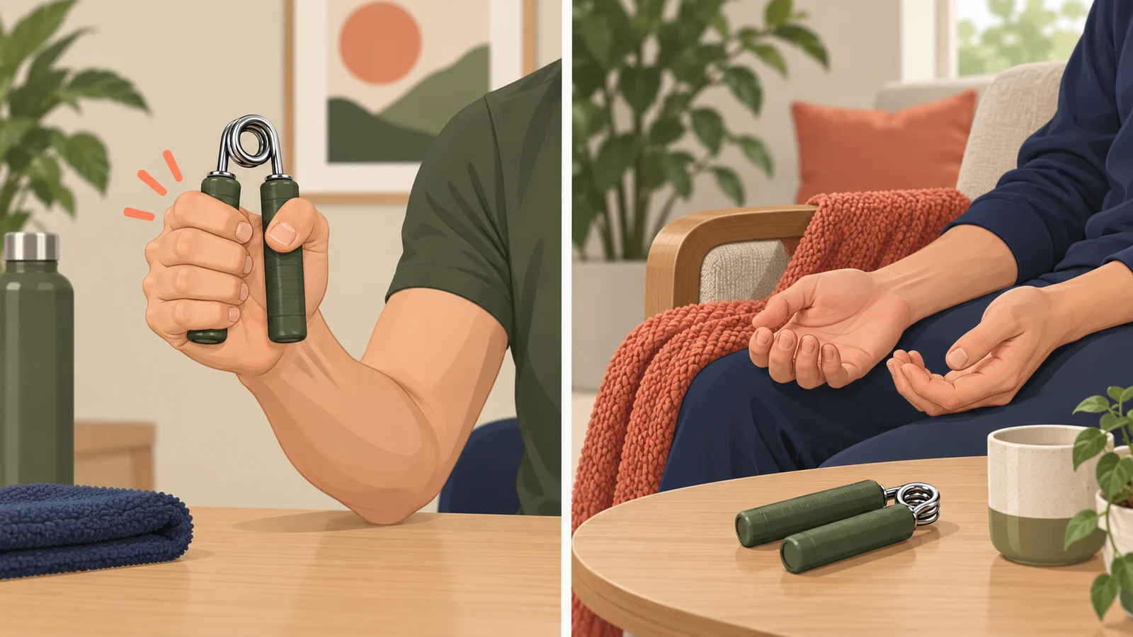 別の活動を数える 握る日と休む日の違いを示すイラスト