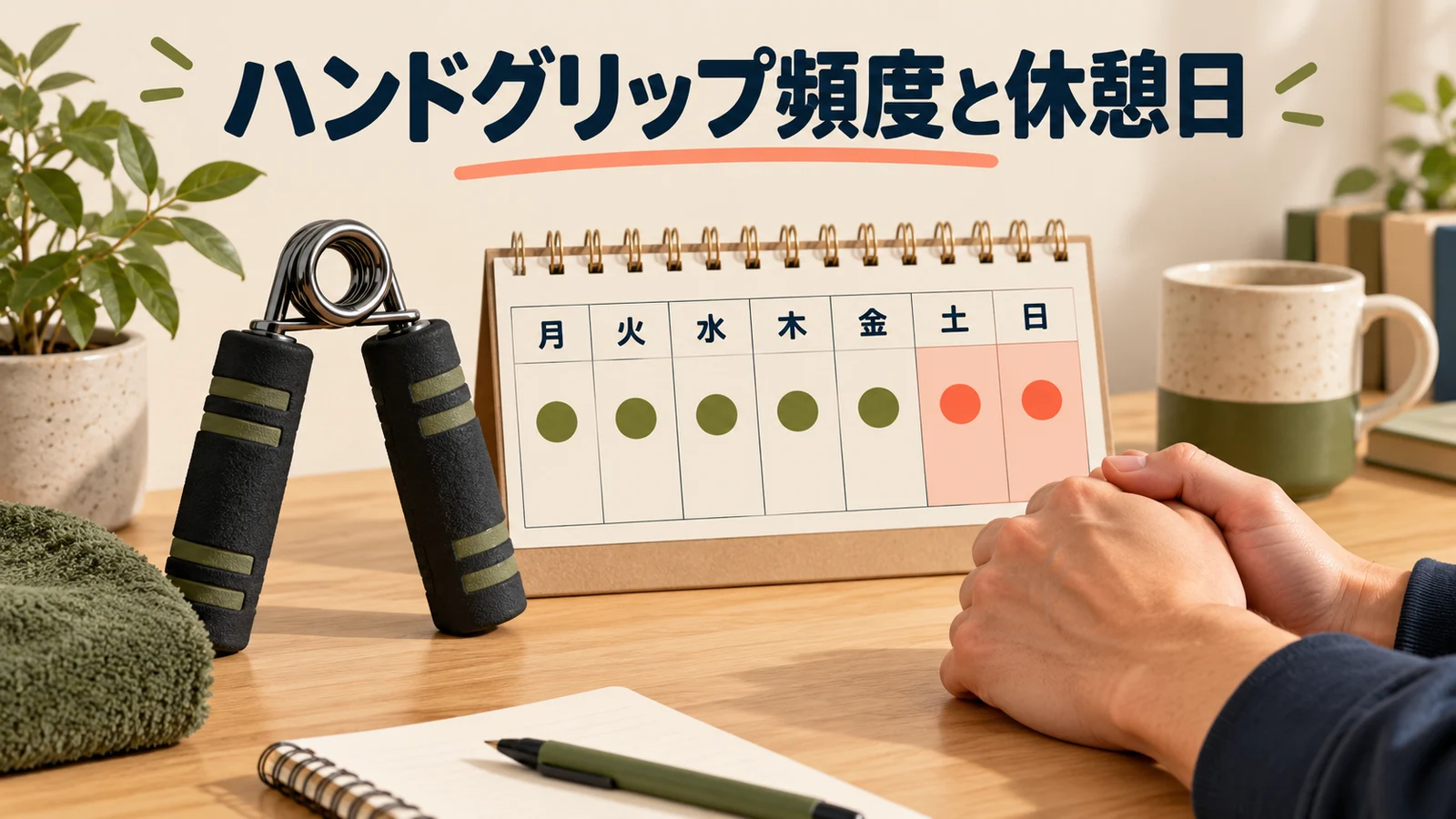 ハンドグリップの頻度と休憩日|手指の負担を見ながら調整 ハンドグリップの頻度と休憩日のイメージ
