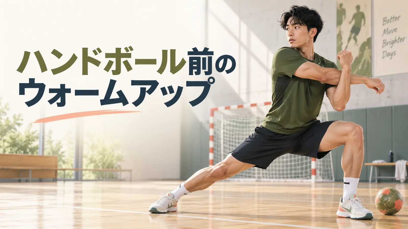 ハンドボール前に肩と股関節を動かすウォームアップ