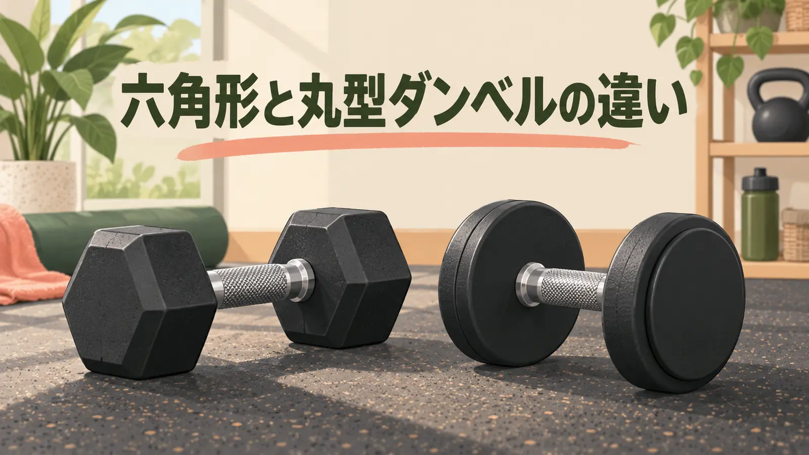 六角形ダンベルと丸型ダンベルの選び方を解説するアイキャッチ