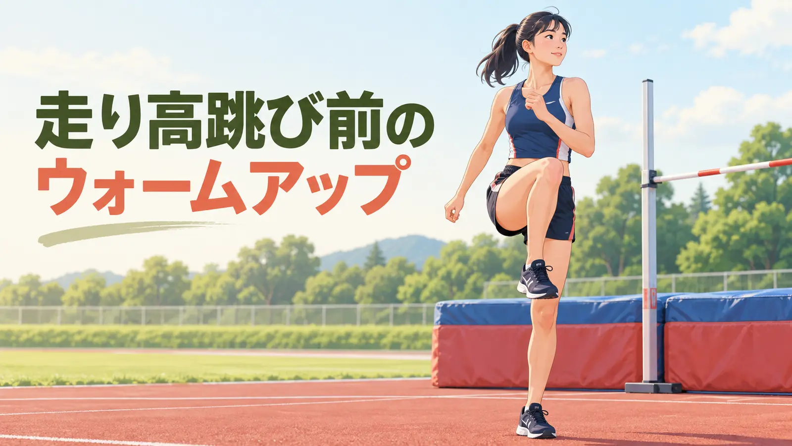 走り高跳びのウォームアップを行う選手