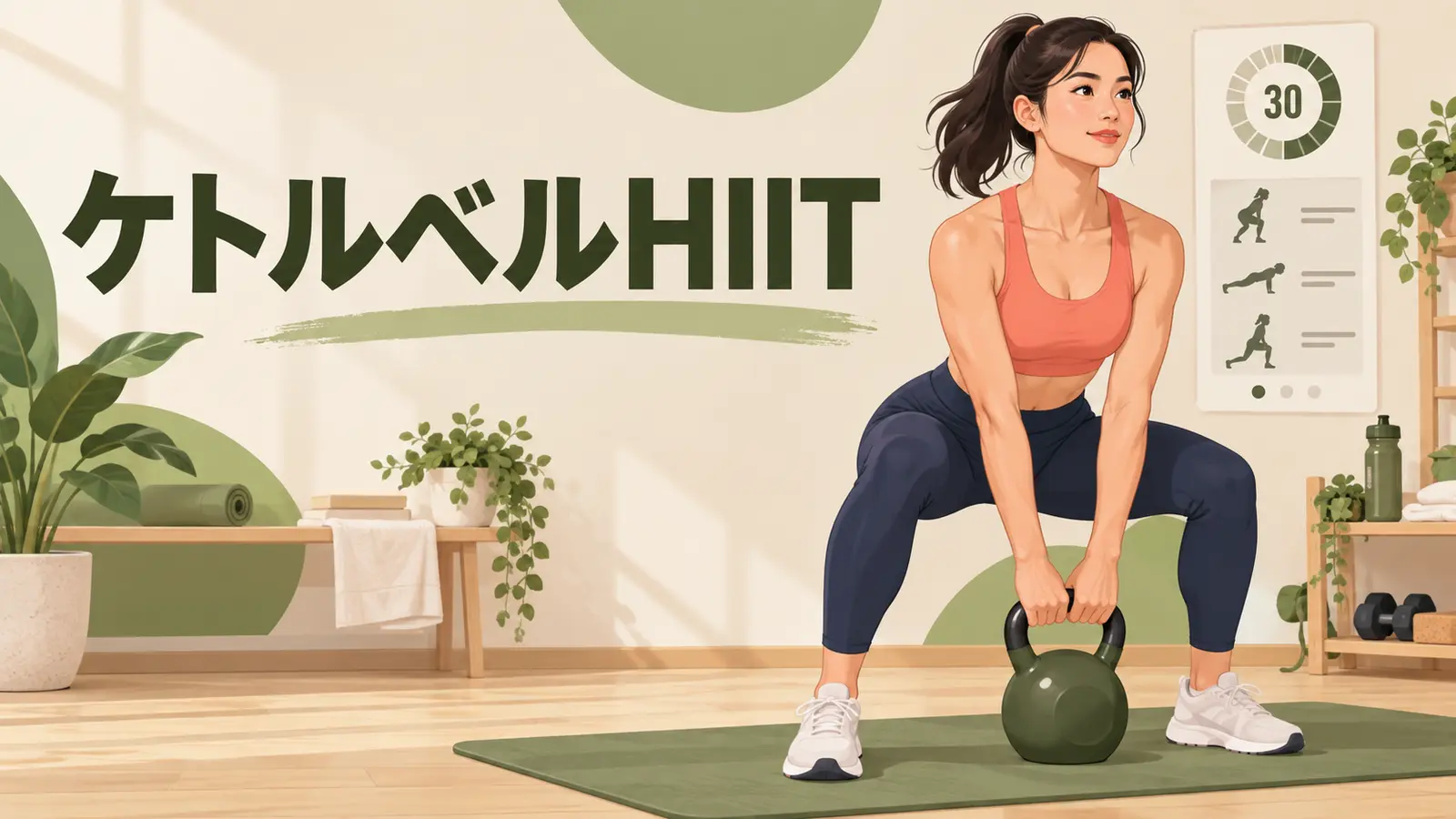 ケトルベルHIITの内容を表すアイキャッチイラスト
