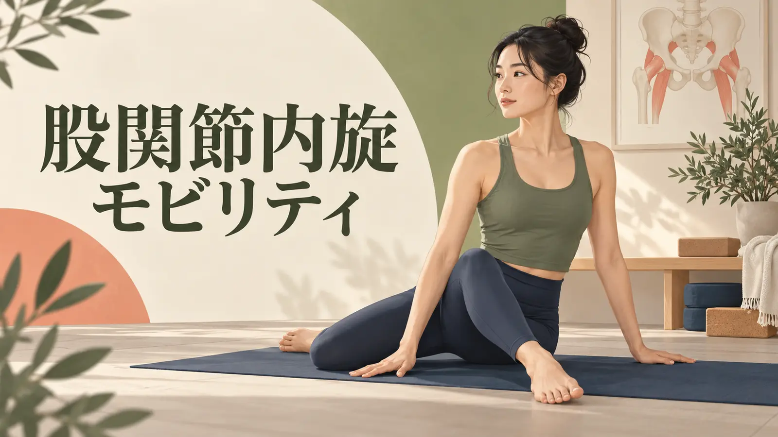 股関節の内旋モビリティを行う人物