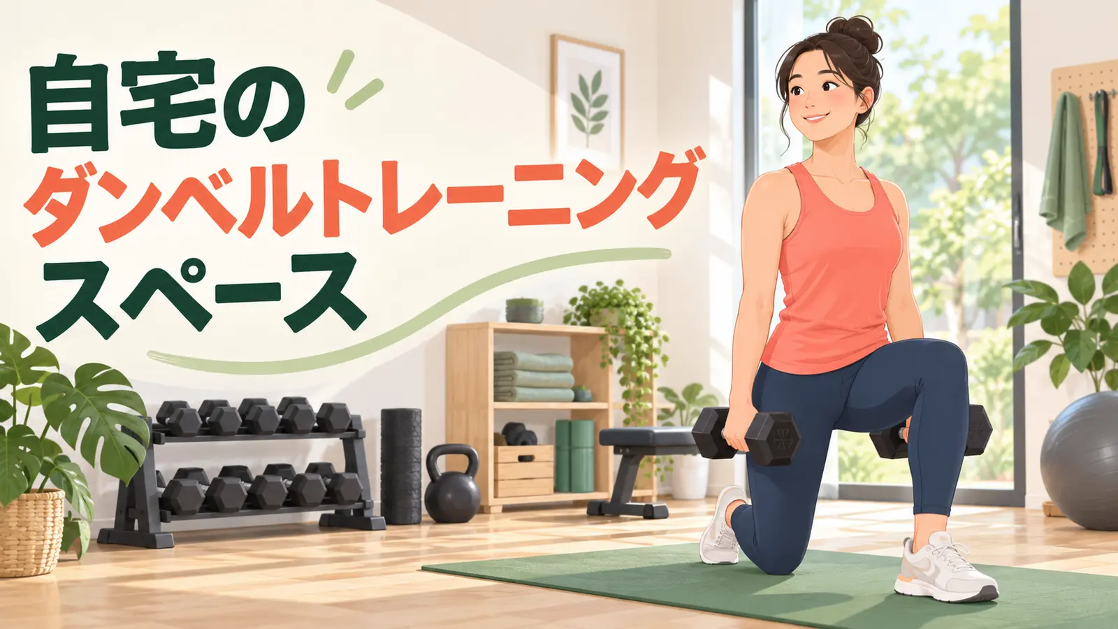 安全に整えた自宅のダンベルスペース