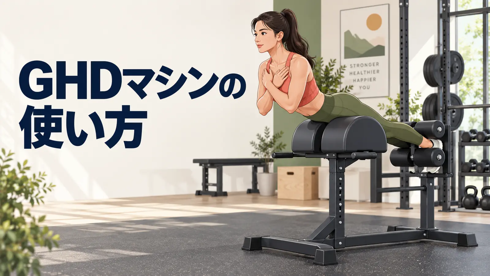 ホリゾンタルレッグプレスの設定とフォームを示すイラスト