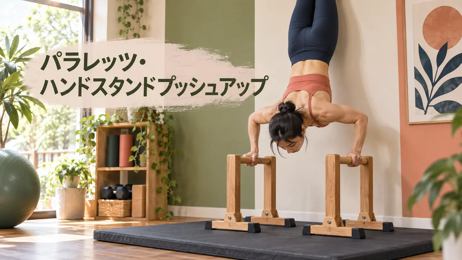 壁を使うハンドスタンドプッシュアップ