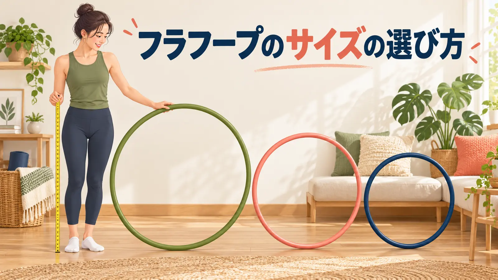 直径が異なるフラフープのサイズ比較