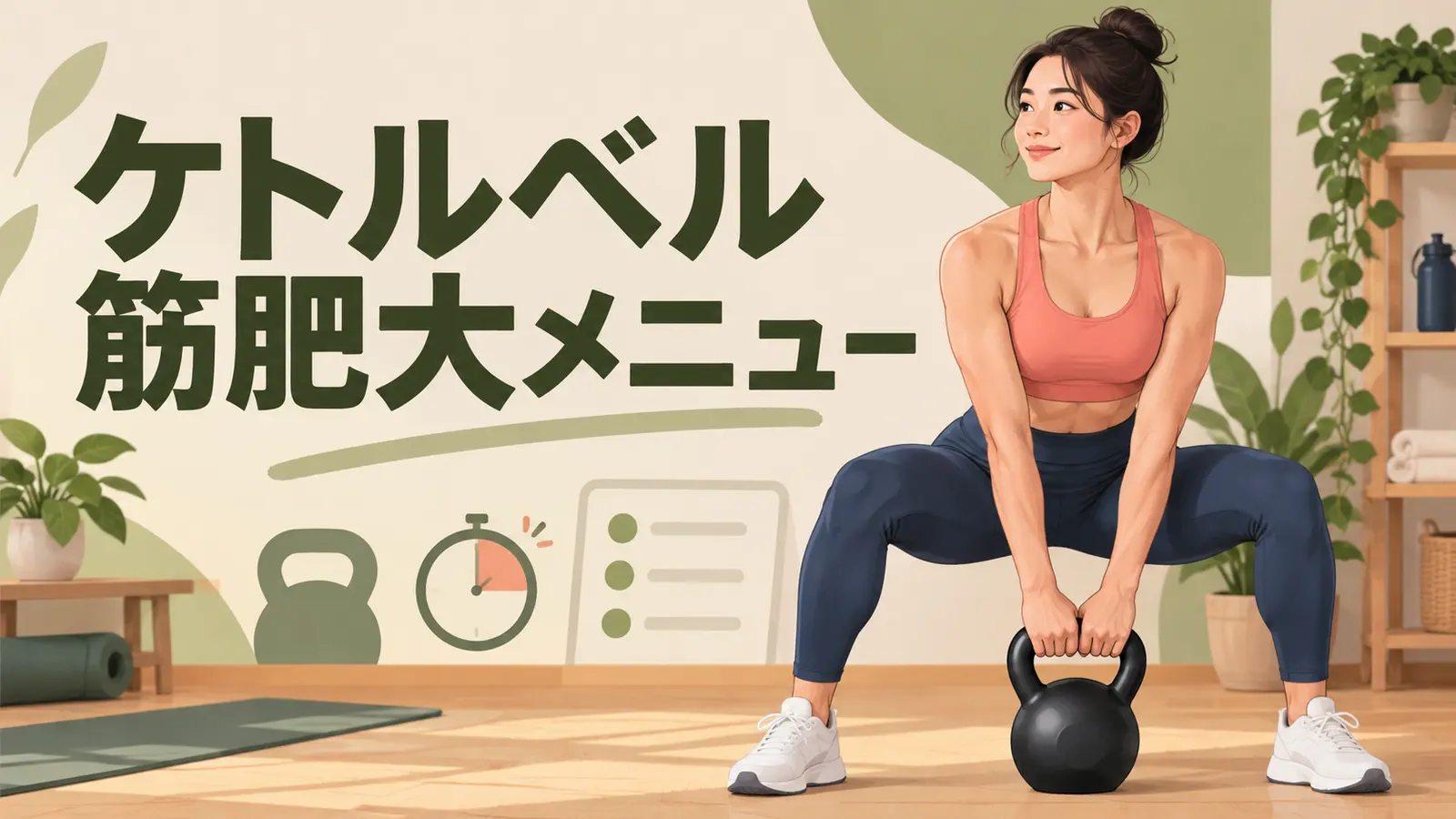 ケトルベル筋肥大メニューの内容を表すアイキャッチイラスト