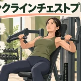 incline chest press machineのフォームを示すイラスト