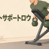 ベンチへ胸を預けたケトルベルロウ