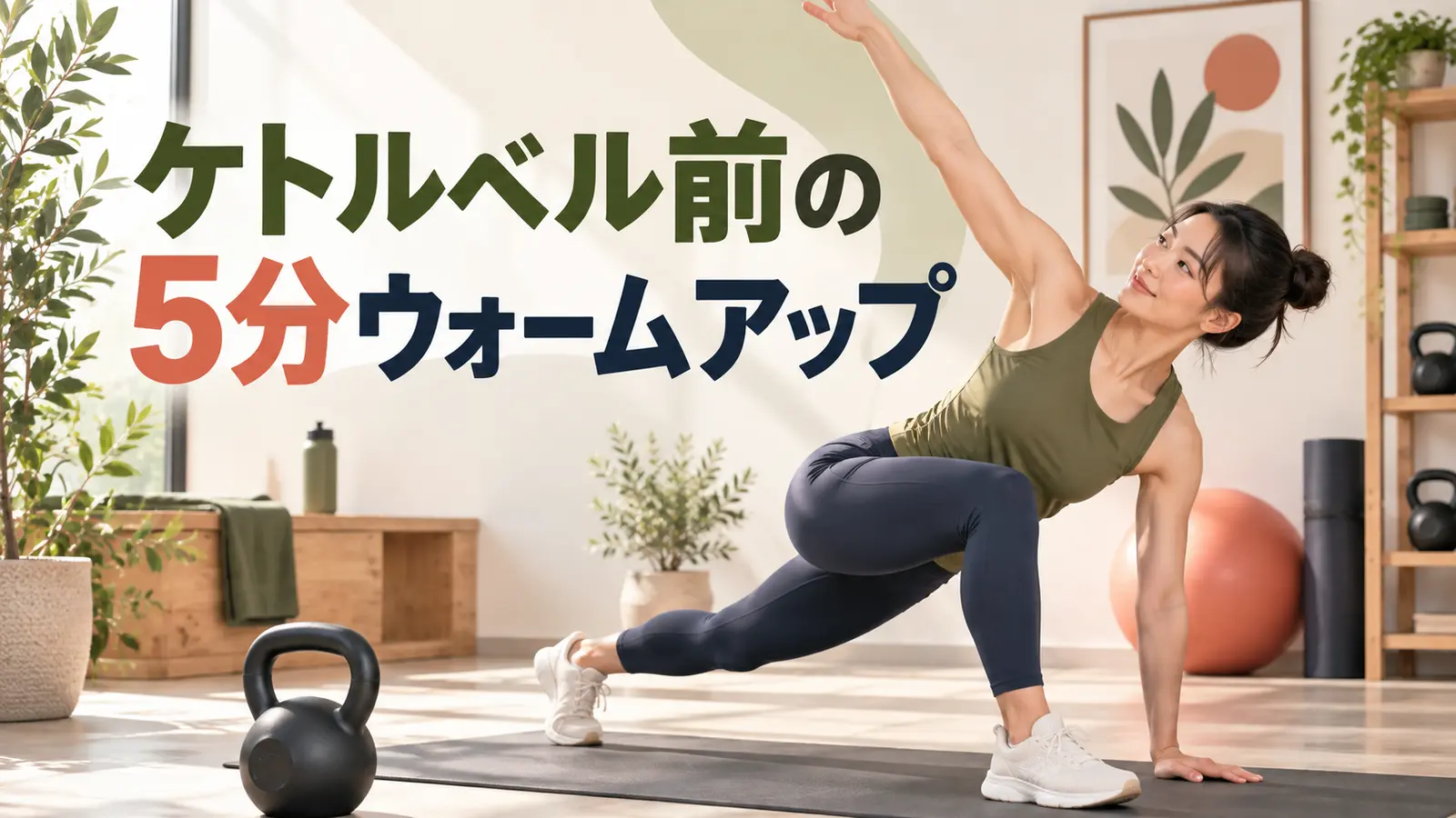 肩と股関節を動かしてケトルベル練習の準備をする人物