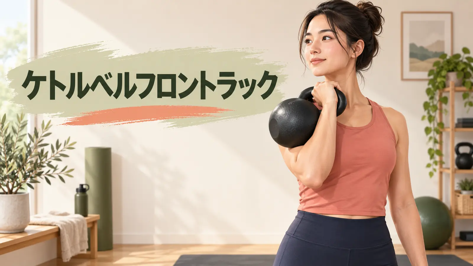 胸の前でケトルベルを保持するフロントラック