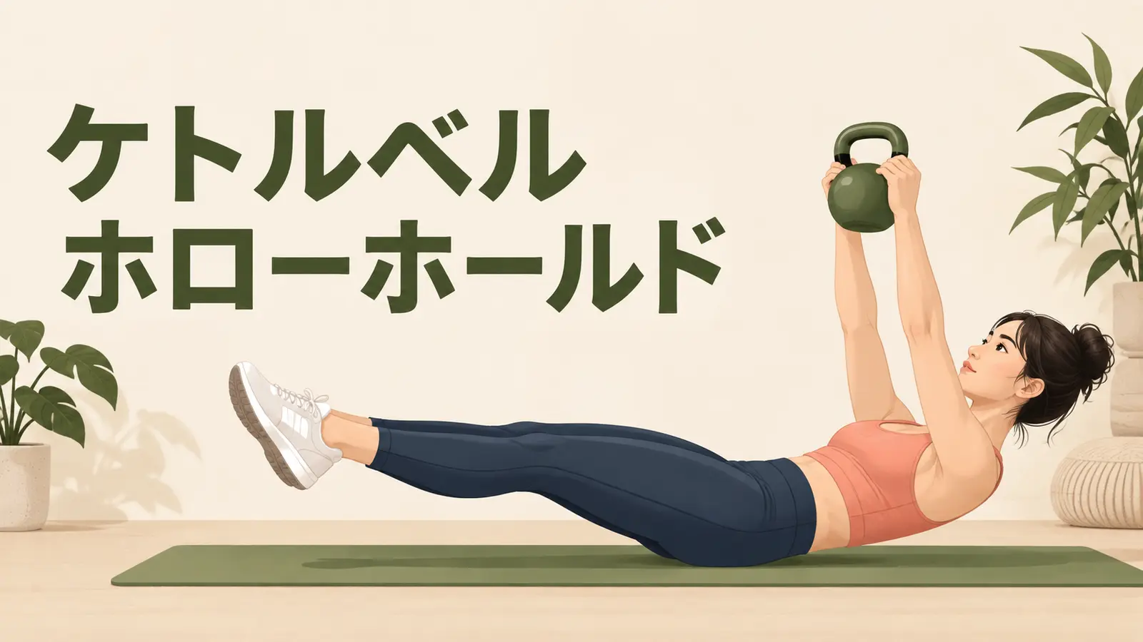 仰向けで腰の位置を保ち、腕や脚が動いても体幹を安定させる様子