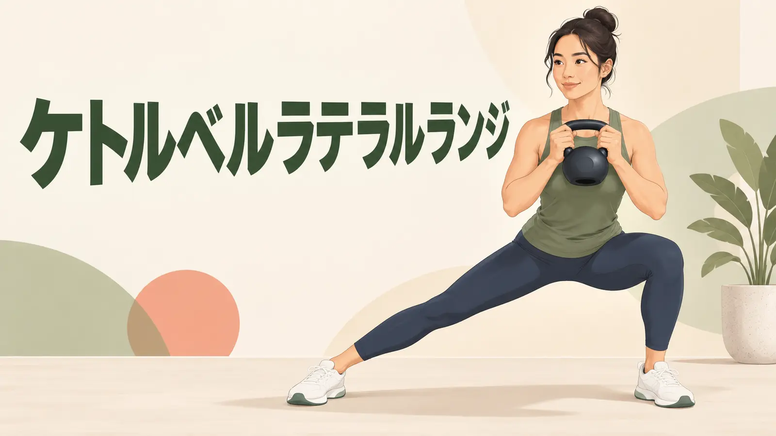 横へ踏み出すケトルベルラテラルランジ