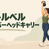 ベルを頭上に保持して歩くオーバーヘッドキャリー