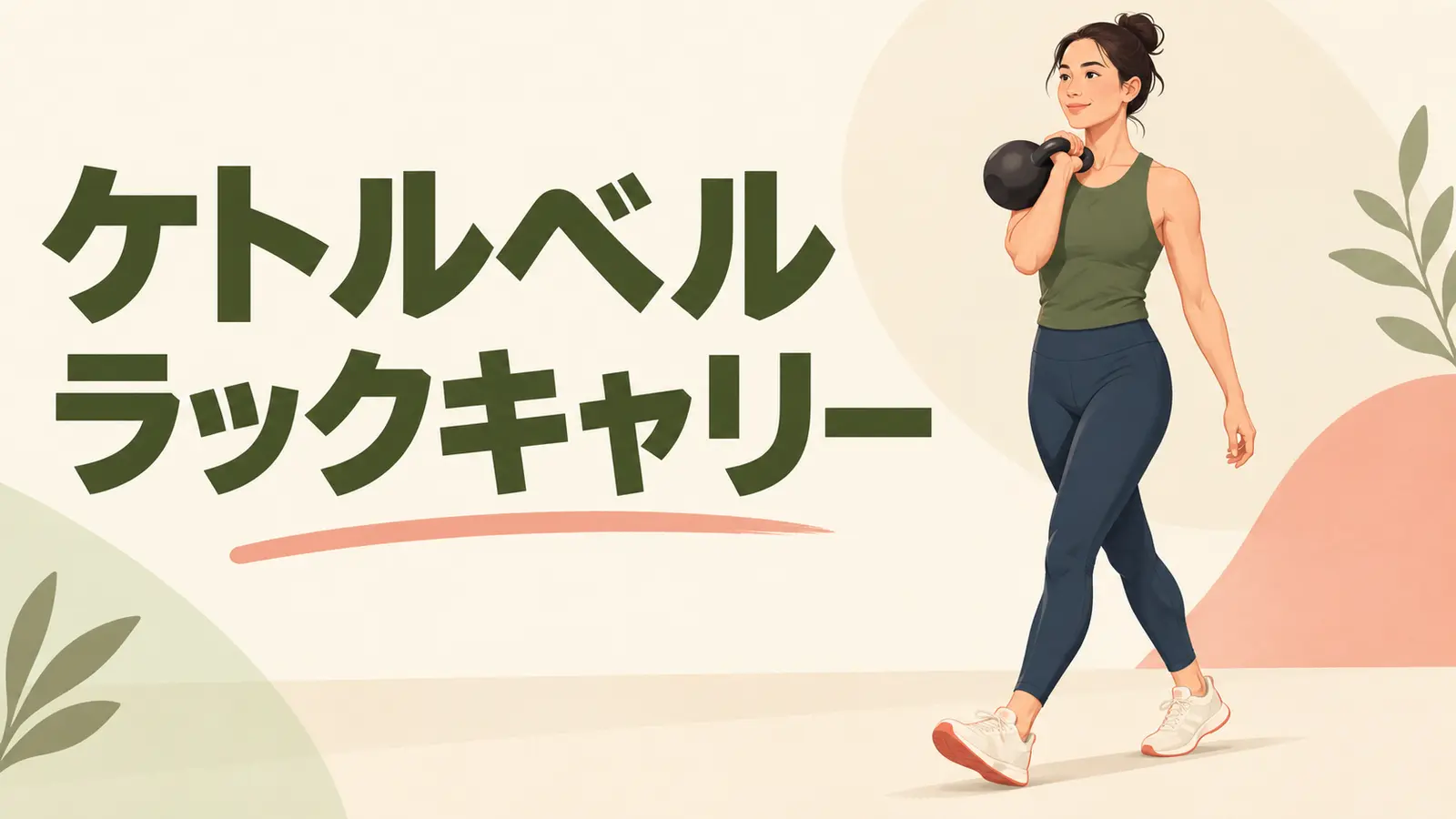 胸前のラック姿勢で歩くケトルベルラックキャリー