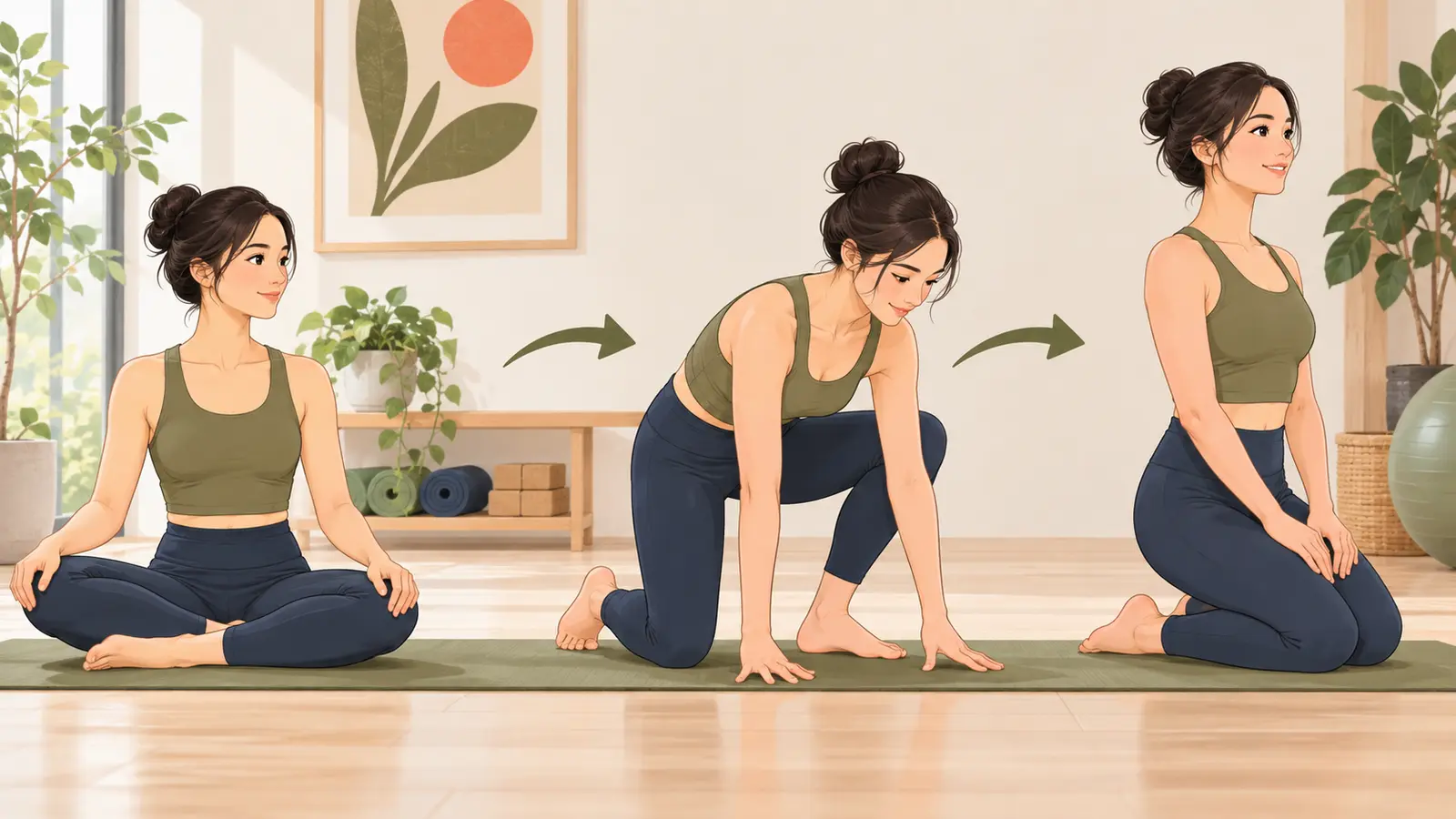 床座りから膝立ちへ移る段階的な手順