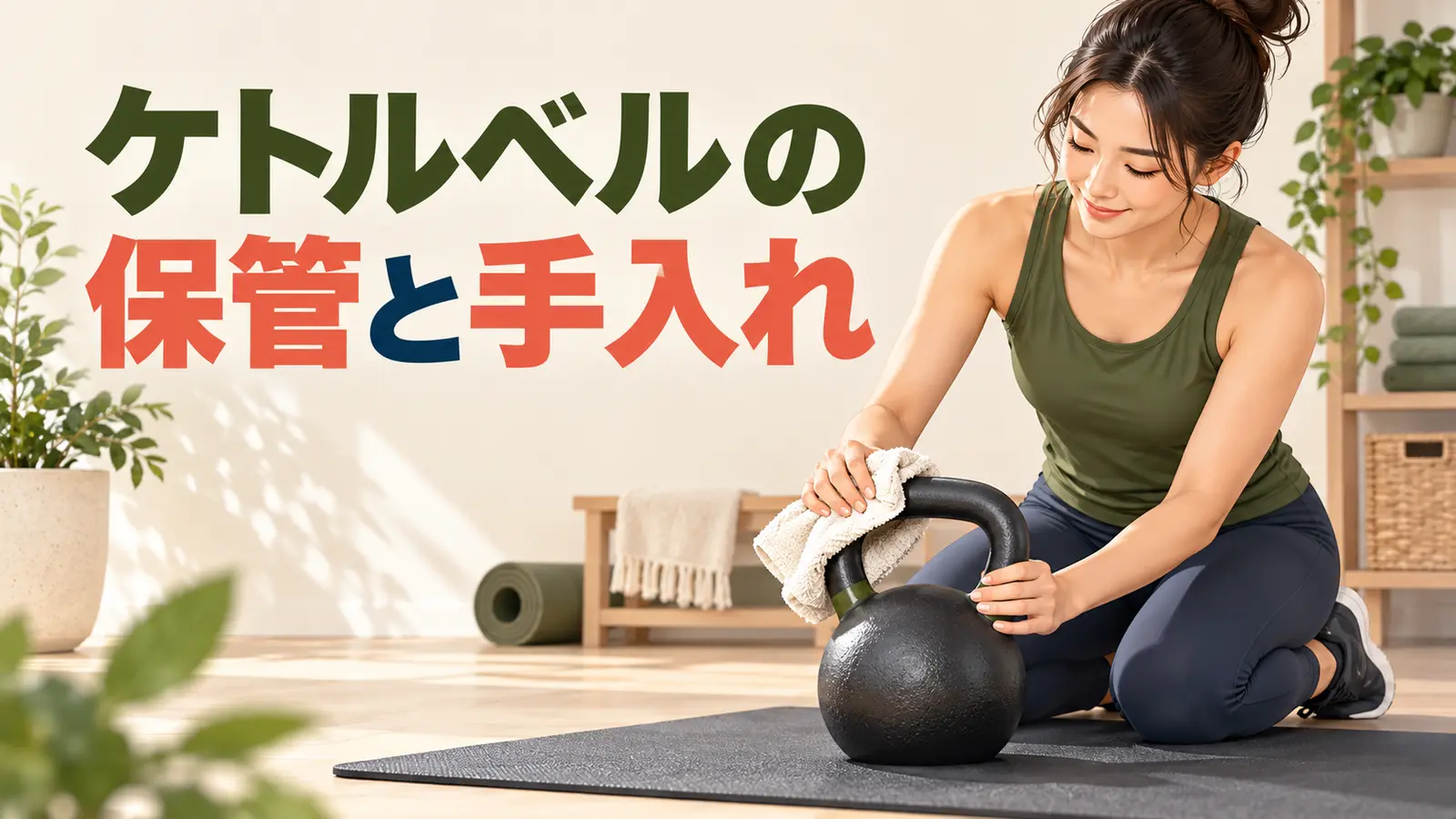 ケトルベルの保管と手入れ|床傷・さび・劣化を防ぐ方法を解説するケトルベルのイラスト