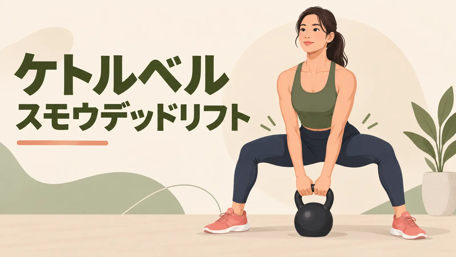広い足幅で行うケトルベルスモウデッドリフト