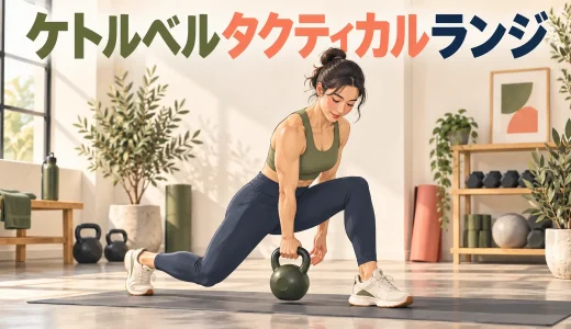 ケトルベルタクティカルランジのやり方｜脚の間で持ち替えるコツ