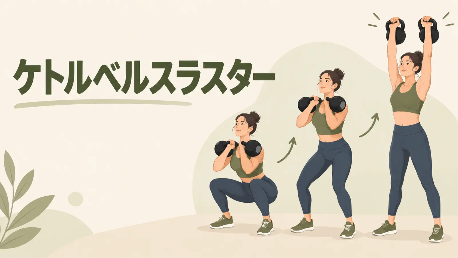 スクワットから頭上へ押すケトルベルスラスター