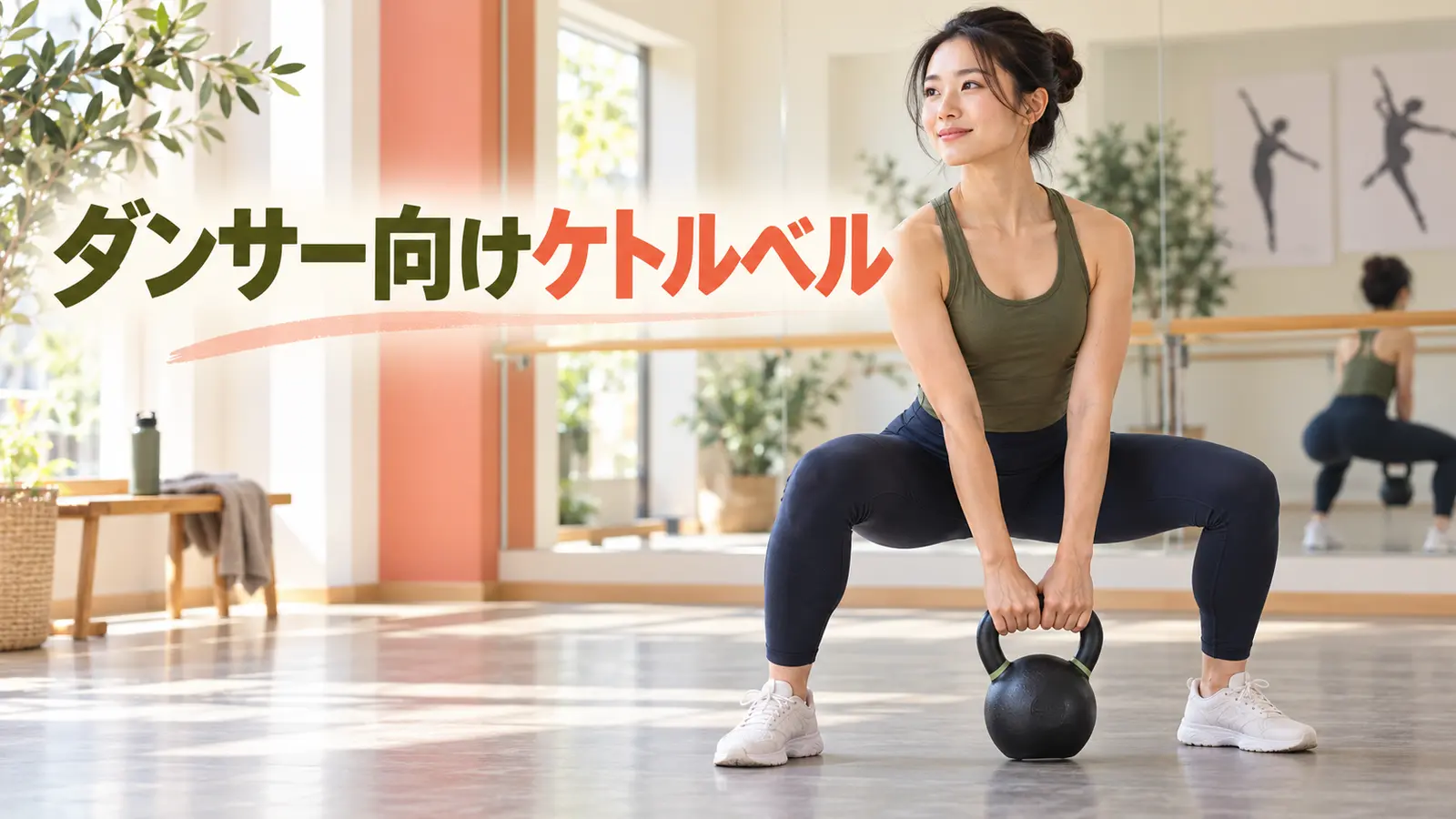 ダンサー向けケトルベルトレーニング|姿勢・片脚安定・体幹を補強を示すケトルベル補強のイラスト