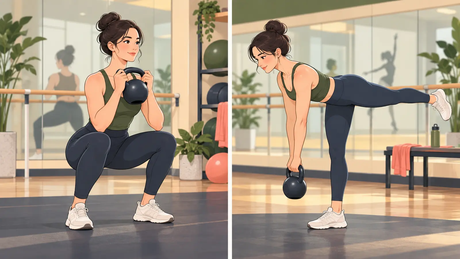 ダンスを支えるケトルベル補強種目のイラスト