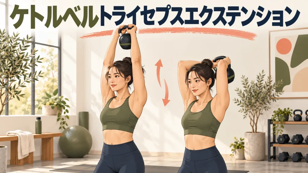 ケトルベルトライセプスエクステンションのやり方|二の腕に効かせる ケトルベルトライセプスエクステンションのやり方|二の腕に効かせる