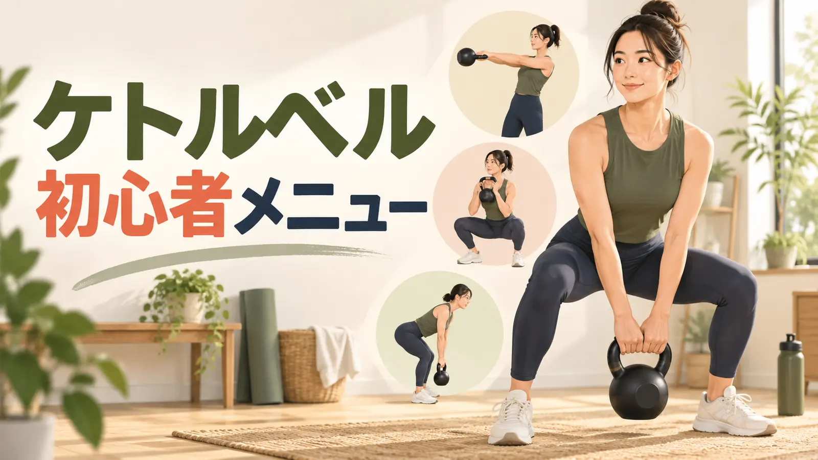 重さの異なるケトルベルを比較するイラスト