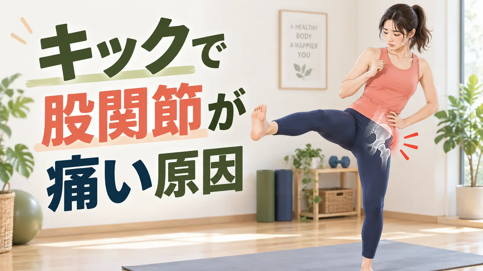 蹴る高さを下げて股関節の負担を調整する様子